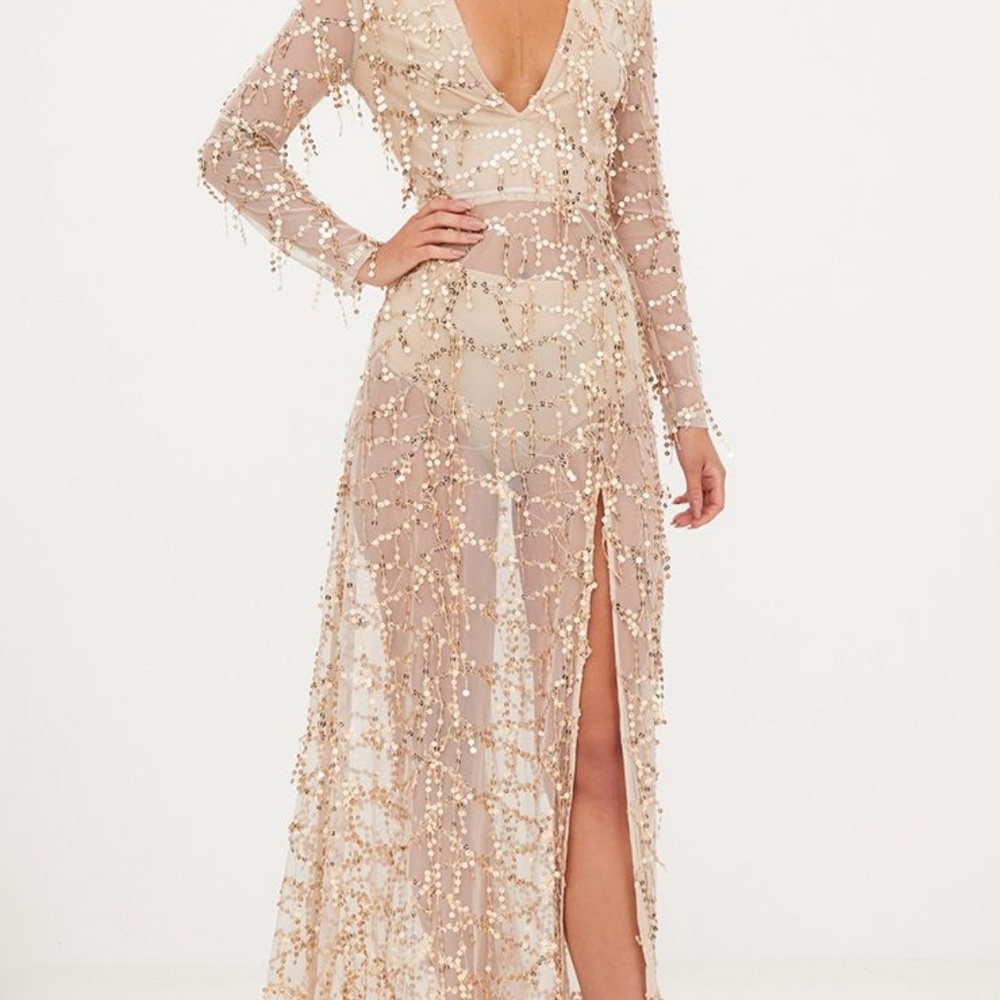 Gold Sequin Maxi - Picture 3 of 4